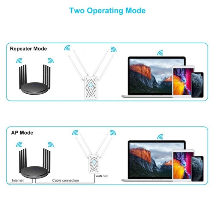 WAVLINK WN579A3 Home WiFi Extender 1200Mbps 2.4GHz / 5GHz Dual Band AP Wireless Router, Plug:AU Plug