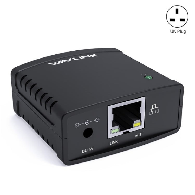 WAVLINK NU72P11 100Mbps Network Print Server USB 2.0 Network Printer Power Adapter(UK Plug) - Printer Accessories by WAVLINK | Online Shopping South Africa | PMC TechLife | Buy Now Pay Later Mobicred