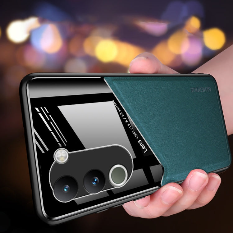 For vivo Y200 Global All-inclusive Leather Organic Glass Phone Case(Green) - vivo Cases by PMC TechLife | Online Shopping South Africa | PMC TechLife | Buy Now Pay Later Mobicred