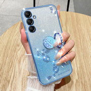 For Samsung Galaxy S25 Ultra 5G Gradient Glitter Immortal Flower Ring All-inclusive Phone Case(Pink)