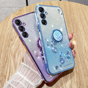 For Samsung Galaxy S25 Ultra 5G Gradient Glitter Immortal Flower Ring All-inclusive Phone Case(Pink)