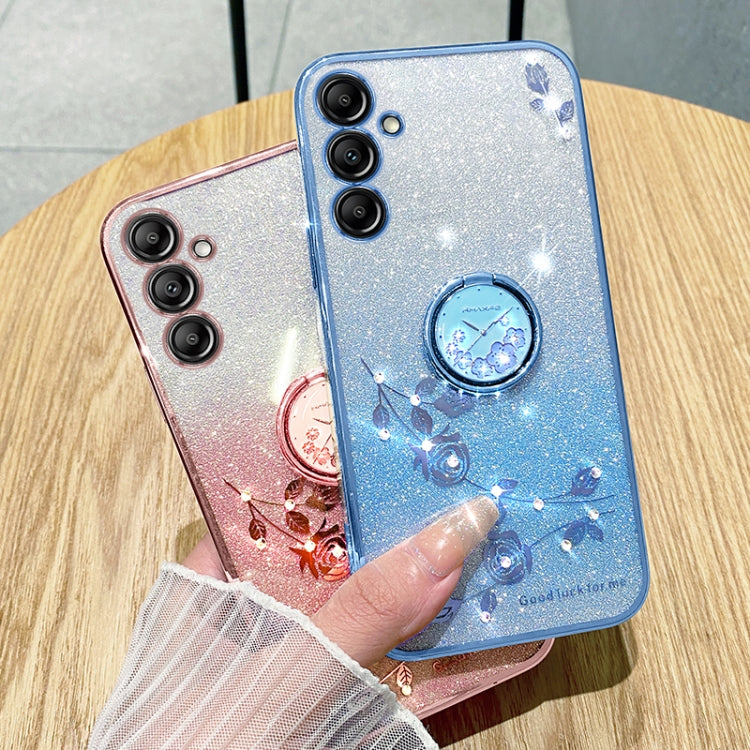 For Samsung Galaxy S25 Ultra 5G Gradient Glitter Immortal Flower Ring All-inclusive Phone Case(Pink)