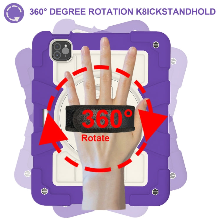 For iPad Air 11 2024 Silicone Hybrid PC Shockproof Tablet Case with Shoulder Strap(Catharanthus Roseus) - iPad Air 11 2024 Cases by PMC TechLife | Online Shopping South Africa | PMC TechLife | Buy Now Pay Later Mobicred