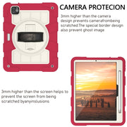 For iPad Air 11 2025 / 2024 Silicone Hybrid PC Shockproof Tablet Case with Shoulder Strap(Feifan Magenta)