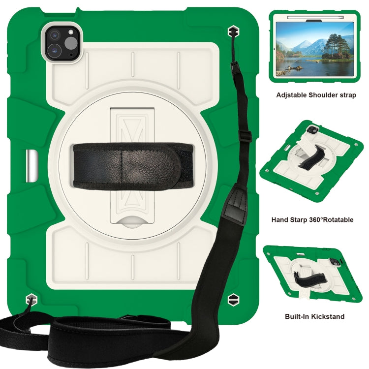 For iPad Air 11 2025 / 2024 Silicone Hybrid PC Shockproof Tablet Case with Shoulder Strap(Classic Green) - iPad Air 11 2025 / 2024 Cases by PMC TechLife | Online Shopping South Africa | PMC TechLife | Buy Now Pay Later Mobicred