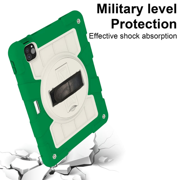 For iPad Air 11 2025 / 2024 Silicone Hybrid PC Shockproof Tablet Case with Shoulder Strap(Classic Green)