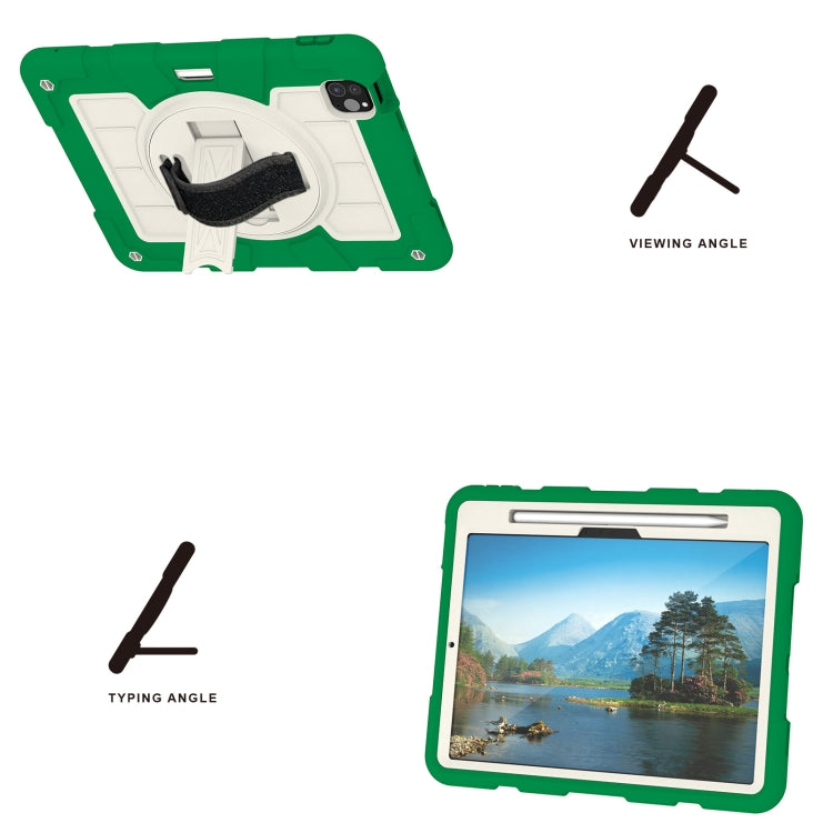 For iPad Air 11 2025 / 2024 Silicone Hybrid PC Shockproof Tablet Case with Shoulder Strap(Classic Green)