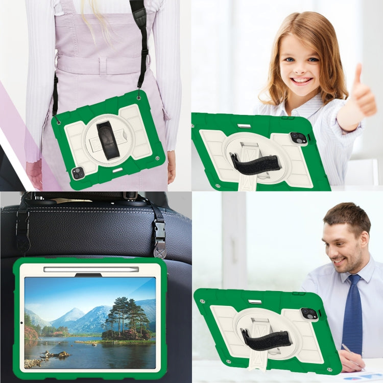 For iPad Air 11 2025 / 2024 Silicone Hybrid PC Shockproof Tablet Case with Shoulder Strap(Classic Green) - iPad Air 11 2025 / 2024 Cases by PMC TechLife | Online Shopping South Africa | PMC TechLife | Buy Now Pay Later Mobicred