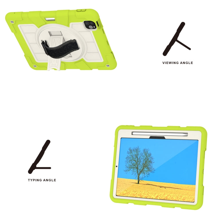 For iPad Air 11 2024 Silicone Hybrid PC Shockproof Tablet Case with Shoulder Strap(Love Birds Green)