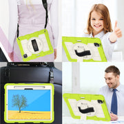 For iPad Air 11 2024 Silicone Hybrid PC Shockproof Tablet Case with Shoulder Strap(Love Birds Green)
