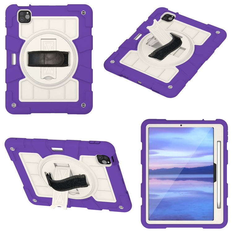 For iPad Pro 11 2024 Silicone Hybrid PC Shockproof Tablet Case with Shoulder Strap(Catharanthus Roseus) - iPad Pro 11 2024 Cases by PMC TechLife | Online Shopping South Africa | PMC TechLife | Buy Now Pay Later Mobicred