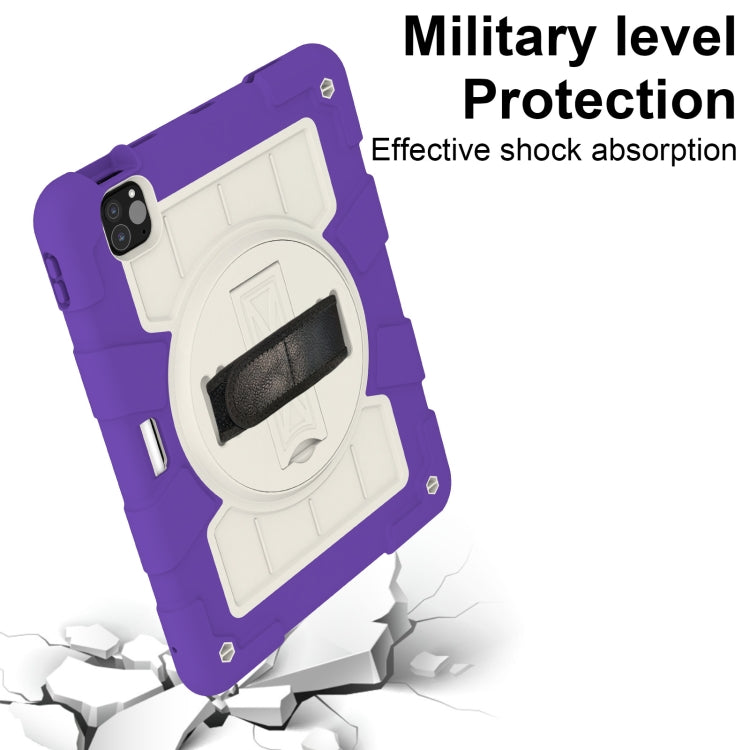 For iPad Pro 11 2024 Silicone Hybrid PC Shockproof Tablet Case with Shoulder Strap(Catharanthus Roseus) - iPad Pro 11 2024 Cases by PMC TechLife | Online Shopping South Africa | PMC TechLife | Buy Now Pay Later Mobicred