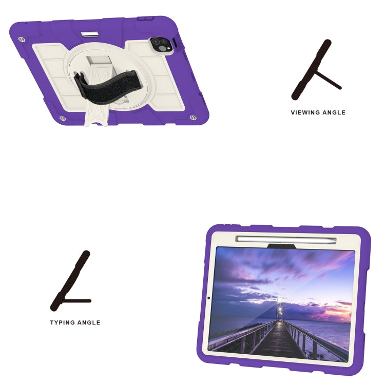 For iPad Pro 11 2024 Silicone Hybrid PC Shockproof Tablet Case with Shoulder Strap(Catharanthus Roseus) - iPad Pro 11 2024 Cases by PMC TechLife | Online Shopping South Africa | PMC TechLife | Buy Now Pay Later Mobicred