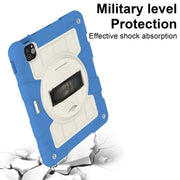 For iPad Pro 11 2024 Silicone Hybrid PC Shockproof Tablet Case with Shoulder Strap(Azure Blue)