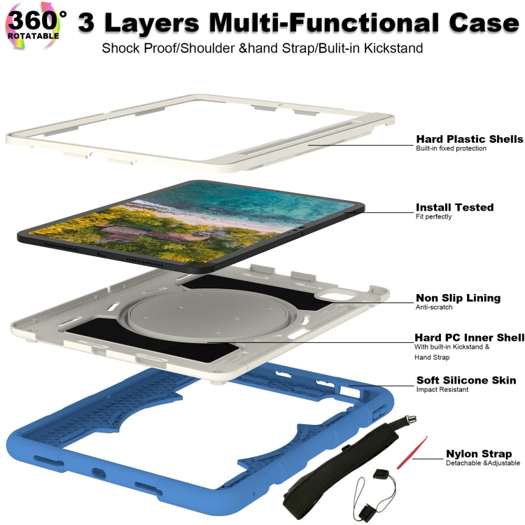 For iPad Pro 11 2024 Silicone Hybrid PC Shockproof Tablet Case with Shoulder Strap(Azure Blue) - iPad Pro 11 2024 Cases by PMC TechLife | Online Shopping South Africa | PMC TechLife | Buy Now Pay Later Mobicred