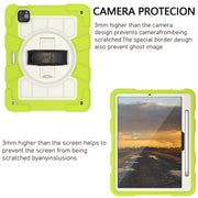 For iPad Pro 11 2024 Silicone Hybrid PC Shockproof Tablet Case with Shoulder Strap(Love Birds Green)
