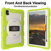 For iPad Pro 11 2024 Silicone Hybrid PC Shockproof Tablet Case with Shoulder Strap(Love Birds Green)