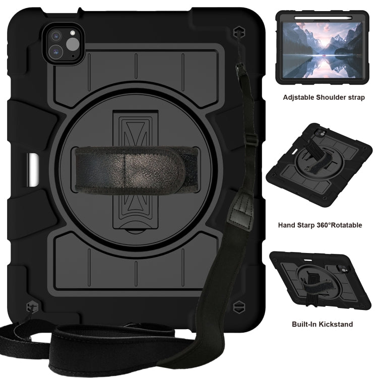 For iPad Pro 11 2024 Silicone Hybrid PC Shockproof Tablet Case with Shoulder Strap(Black) - iPad Pro 11 2024 Cases by PMC TechLife | Online Shopping South Africa | PMC TechLife | Buy Now Pay Later Mobicred