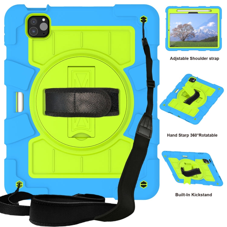 For iPad Pro 11 2024 Silicone Hybrid PC Shockproof Tablet Case with Shoulder Strap(Bluish-Green) - iPad Pro 11 2024 Cases by PMC TechLife | Online Shopping South Africa | PMC TechLife | Buy Now Pay Later Mobicred