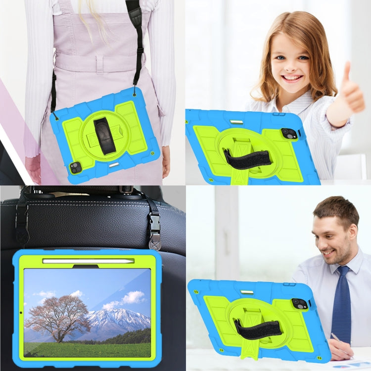 For iPad Pro 11 2024 Silicone Hybrid PC Shockproof Tablet Case with Shoulder Strap(Bluish-Green) - iPad Pro 11 2024 Cases by PMC TechLife | Online Shopping South Africa | PMC TechLife | Buy Now Pay Later Mobicred