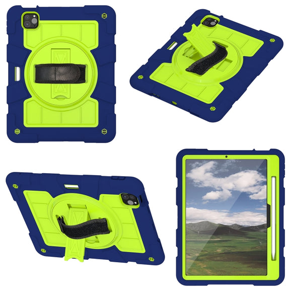 For iPad Pro 11 2024 Silicone Hybrid PC Shockproof Tablet Case with Shoulder Strap(Tibetan Turquoise)
