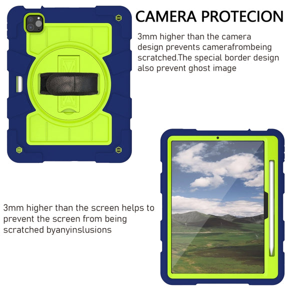 For iPad Pro 11 2024 Silicone Hybrid PC Shockproof Tablet Case with Shoulder Strap(Tibetan Turquoise)