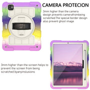 For iPad Pro 11 2024 Silicone Hybrid PC Shockproof Tablet Case with Shoulder Strap(Colorful Purple)