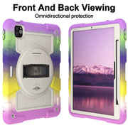 For iPad Pro 11 2024 Silicone Hybrid PC Shockproof Tablet Case with Shoulder Strap(Colorful Purple)