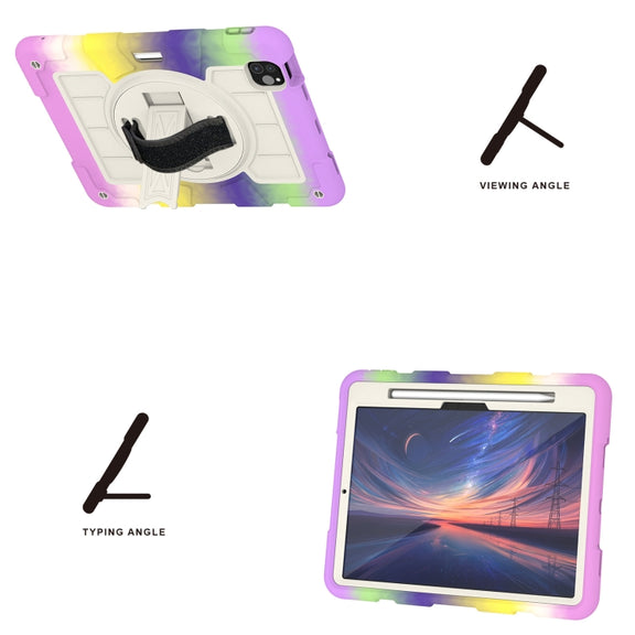 For iPad Pro 11 2024 Silicone Hybrid PC Shockproof Tablet Case with Shoulder Strap(Colorful Purple)