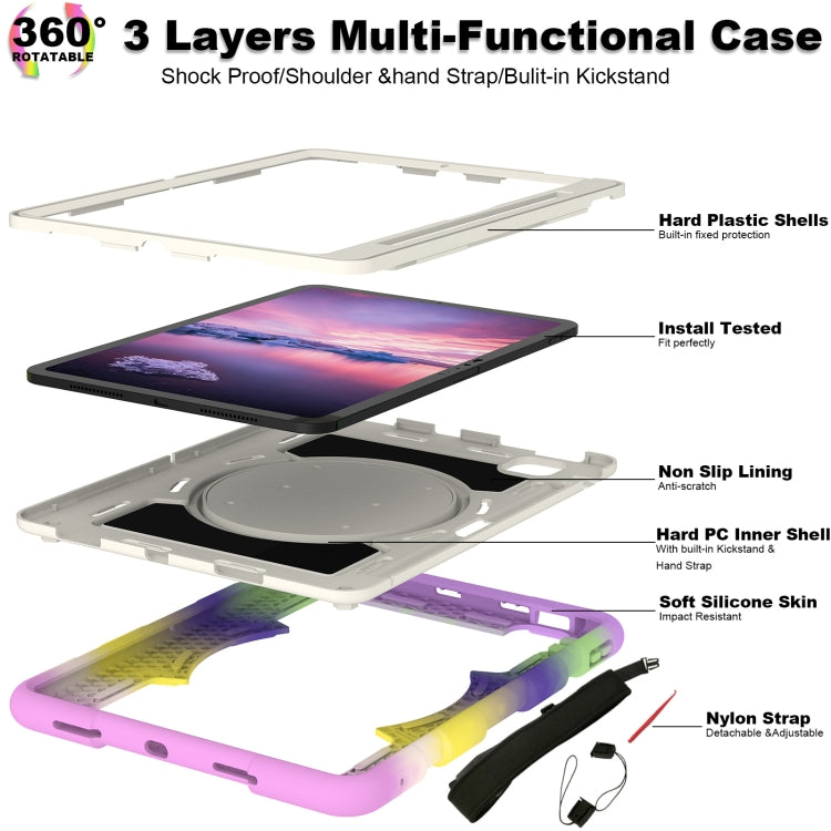 For iPad Pro 11 2024 Silicone Hybrid PC Shockproof Tablet Case with Shoulder Strap(Colorful Purple) - iPad Pro 11 2024 Cases by PMC TechLife | Online Shopping South Africa | PMC TechLife | Buy Now Pay Later Mobicred