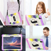 For iPad Pro 11 2024 Silicone Hybrid PC Shockproof Tablet Case with Shoulder Strap(Colorful Purple)