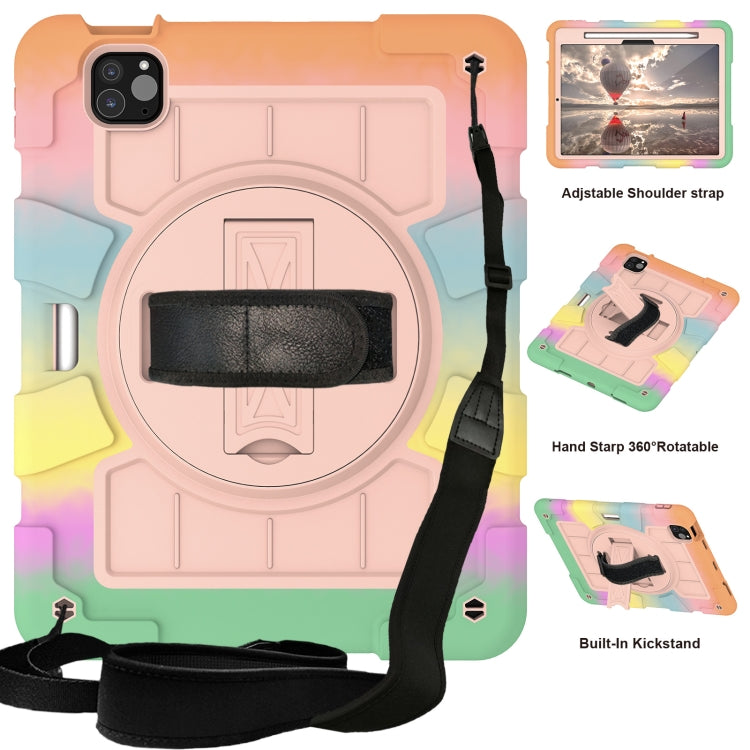 For iPad Pro 11 2024 Silicone Hybrid PC Shockproof Tablet Case with Shoulder Strap(Colorful Gold) - free shipping - PMC TechLife - Order now!
