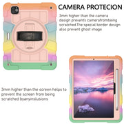 For iPad Pro 11 2024 Silicone Hybrid PC Shockproof Tablet Case with Shoulder Strap(Colorful Gold)