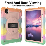 For iPad Pro 11 2024 Silicone Hybrid PC Shockproof Tablet Case with Shoulder Strap(Colorful Gold)