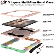 For iPad Pro 11 2024 Silicone Hybrid PC Shockproof Tablet Case with Shoulder Strap(Colorful Gold)