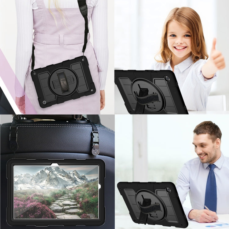 For Samsung Galaxy Tab A9+ Silicone Hybrid PC Shockproof Tablet Case with Shoulder Strap(Black) - Galaxy Tab A9+ by PMC TechLife | Online Shopping South Africa | PMC TechLife