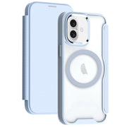 For iPhone 16 RFID Blocking Adsorption Flip MagSafe Leather Phone Case(Blue)