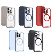 For iPhone 13 MagSafe RFID Blocking Adsorption Flip Leather Phone Case(Khaki)