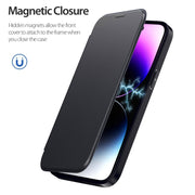For iPhone 16 RFID Blocking Adsorption Flip MagSafe Leather Phone Case(Blue)
