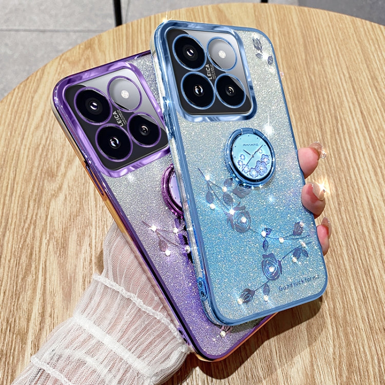 For Xiaomi 14 Pro Gradient Glitter Immortal Flower Ring All-inclusive Phone Case(Purple) - 14 Cases by PMC TechLife | Online Shopping South Africa | PMC TechLife | Buy Now Pay Later Mobicred