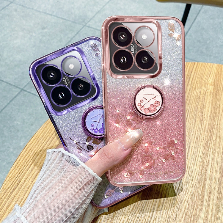 For Xiaomi 14 Pro Gradient Glitter Immortal Flower Ring All-inclusive Phone Case(Purple) - 14 Cases by PMC TechLife | Online Shopping South Africa | PMC TechLife | Buy Now Pay Later Mobicred
