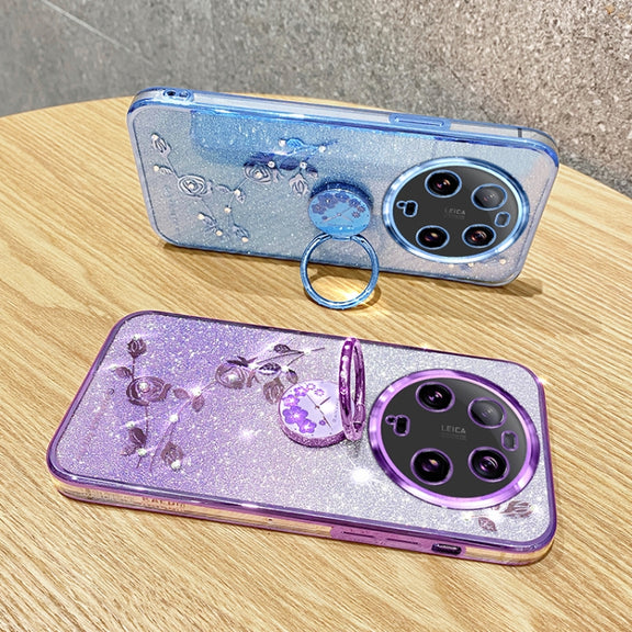 For Xiaomi 13 Ultra Gradient Glitter Immortal Flower Ring All-inclusive Phone Case(Purple)