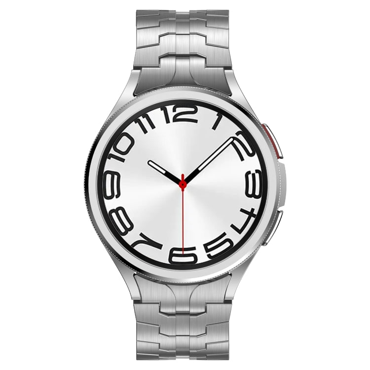 For Samsung Galaxy Watch6 Classic 43 / 47mm Lron Man Curved Connection Stainless Steel Watch Band(Silver) - Watch Bands by PMC TechLife | Online Shopping South Africa | PMC TechLife