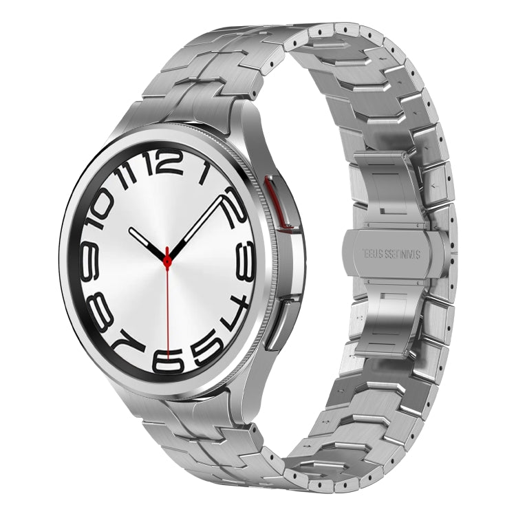 For Samsung Galaxy Watch 5 Pro Lron Man Curved Connection Stainless Steel Watch Band(Silver) - Watch Bands by PMC TechLife | Online Shopping South Africa | PMC TechLife