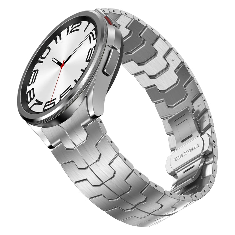 For Samsung Galaxy Watch 5 Pro Lron Man Curved Connection Stainless Steel Watch Band(Silver) - Watch Bands by PMC TechLife | Online Shopping South Africa | PMC TechLife