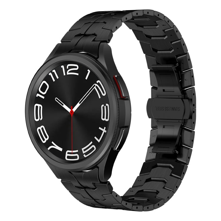 For Samsung Galaxy Watch 4 Classic 42 / 46mm Lron Man Curved Connection Stainless Steel Watch Band(Black) - Watch Bands by PMC TechLife | Online Shopping South Africa | PMC TechLife