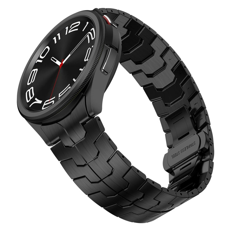 For Samsung Galaxy Watch 4 Classic 42 / 46mm Lron Man Curved Connection Stainless Steel Watch Band(Black) - Watch Bands by PMC TechLife | Online Shopping South Africa | PMC TechLife