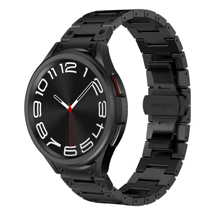 For Samsung Galaxy Watch 6 40 / 44mm Dual Circle Curved Connection Stainless Steel Watch Band(Black) - Watch Bands by PMC TechLife | Online Shopping South Africa | PMC TechLife