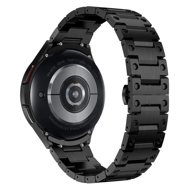 For Samsung Galaxy Watch 6 40 / 44mm Dual Circle Curved Connection Stainless Steel Watch Band(Black) - Watch Bands by PMC TechLife | Online Shopping South Africa | PMC TechLife