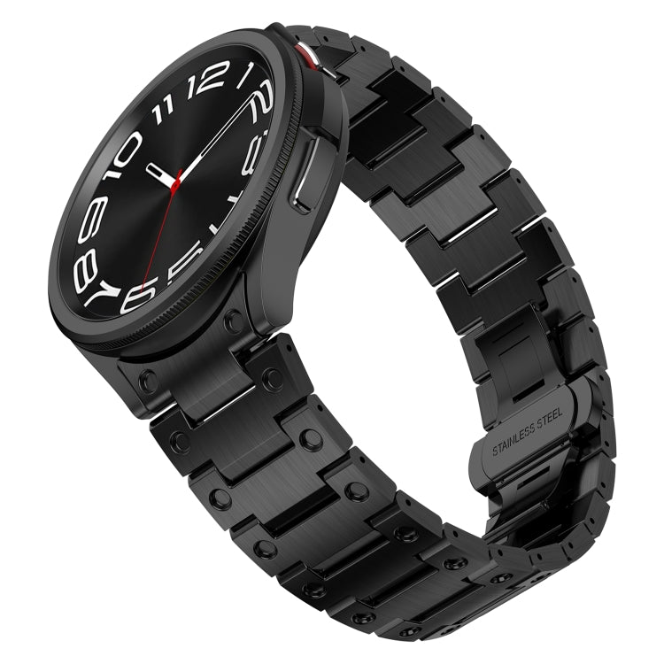For Samsung Galaxy Watch 6 40 / 44mm Dual Circle Curved Connection Stainless Steel Watch Band(Black) - Watch Bands by PMC TechLife | Online Shopping South Africa | PMC TechLife